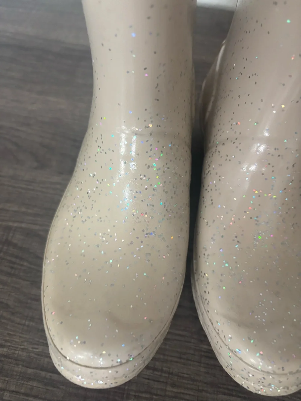 Hunter cream glitter rain boots